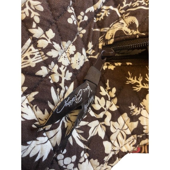 Vera Bradley Imperial Toile Large Hobo Shoulder Bag Brown White Pink Birds - Picture 8 of 16